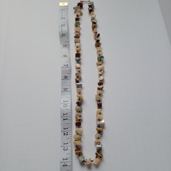 Fossilized, shell handmade necklace, hangs 14", rare style, rare stone. - Picture 5 of 5